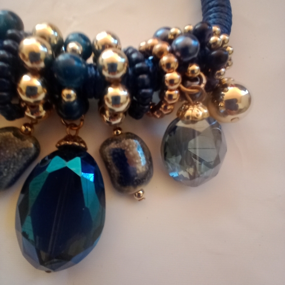 Traci Lynn Crystal gemstone & Pearl rope bib statement necklace! - Picture 5 of 7